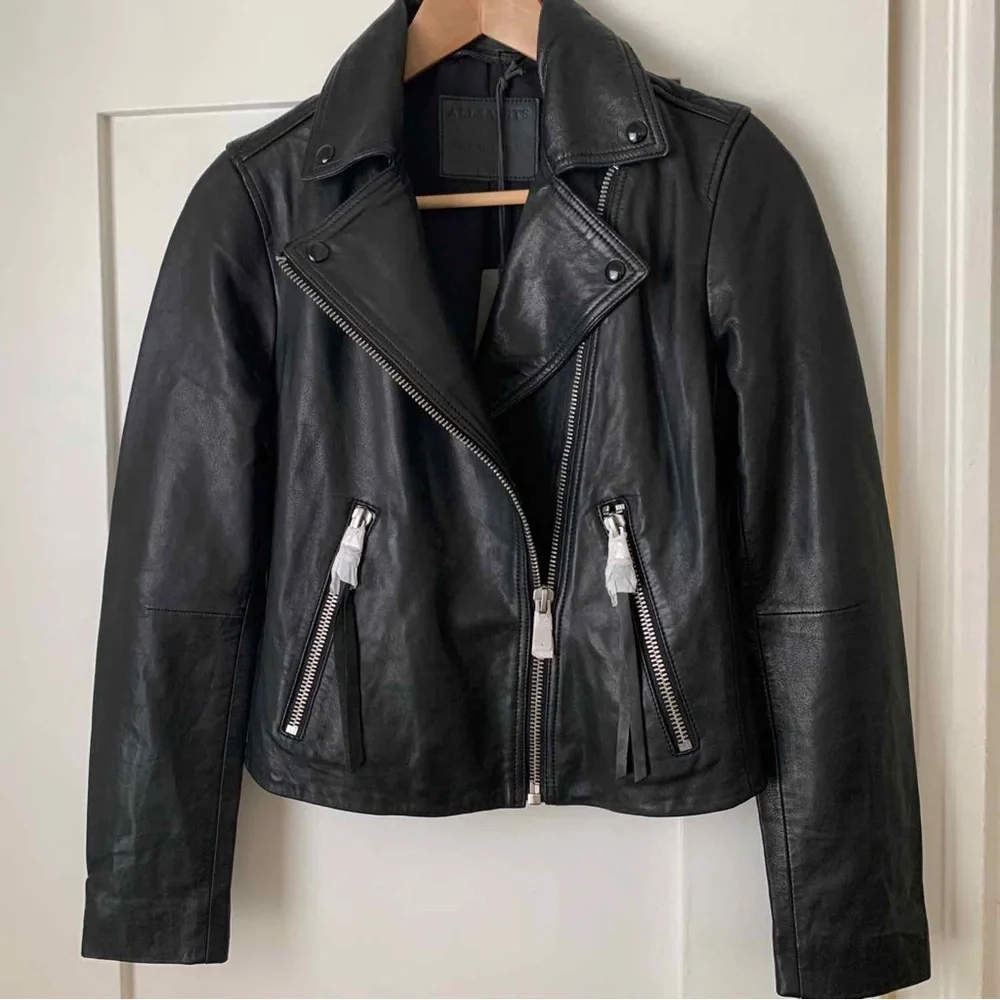 NWT All Saints Dalby Leather Biker Jacket - Picture 8 of 14